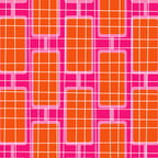 Mid Century Modern Woven Link Pattern Hot Pink and Orange Coffee Mug Gallery Image 2
