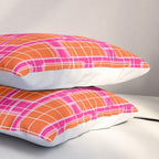 Mid Century Modern Woven Link Pattern Hot Pink and Orange Pillow Sham Gallery Image 3