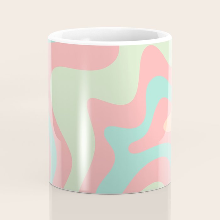 Retro Liquid Swirl Abstract Pattern in Pastel Sherbet Blush Pink and Mint Coffee Mug Gallery Image 4