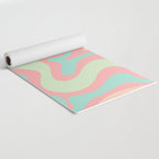 Retro Liquid Swirl Abstract Pattern in Pastel Sherbet Blush Pink and Mint Yoga Mat Gallery Image 2
