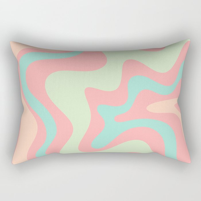 Retro Liquid Swirl Abstract Pattern in Pastel Sherbet Blush Pink and Mint Rectangular Pillow Gallery Image 2
