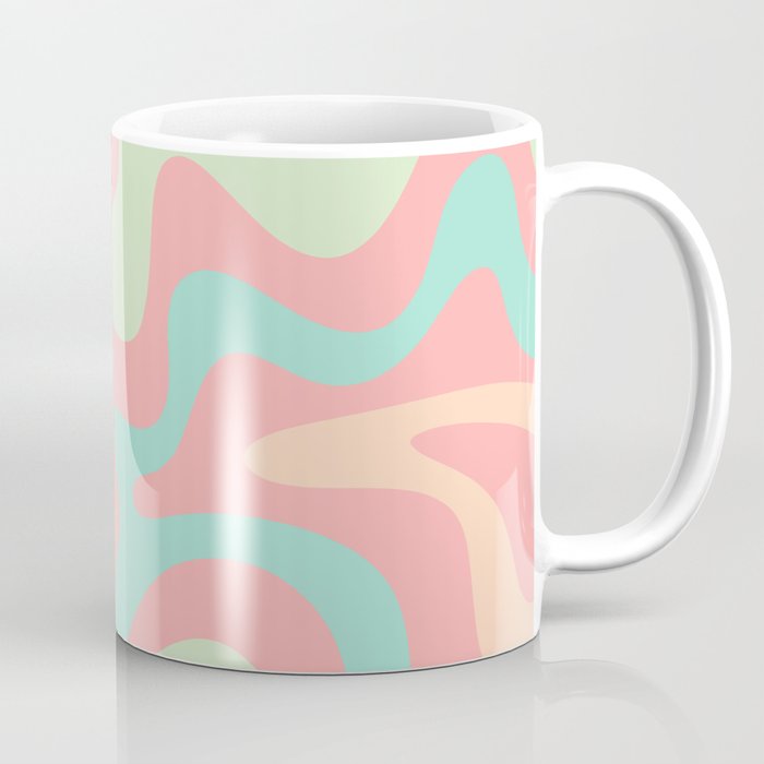 Retro Liquid Swirl Abstract Pattern in Pastel Sherbet Blush Pink and Mint Coffee Mug Gallery Image 1