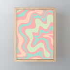 Retro Liquid Swirl Abstract Pattern in Pastel Sherbet Blush Pink and Mint Mini Art Print Gallery Image 1