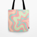 Retro Liquid Swirl Abstract Pattern in Pastel Sherbet Blush Pink and Mint Tote Bag Gallery Image 1