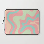 Retro Liquid Swirl Abstract Pattern in Pastel Sherbet Blush Pink and Mint Laptop Sleeve Gallery Image 1
