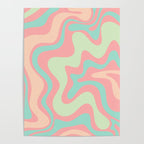 Retro Liquid Swirl Abstract Pattern in Pastel Sherbet Blush Pink and Mint Poster Gallery Image 4