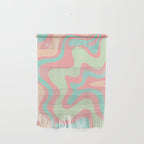 Retro Liquid Swirl Abstract Pattern in Pastel Sherbet Blush Pink and Mint Wall Hanging Gallery Image 1