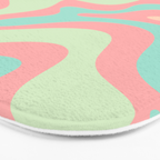 Retro Liquid Swirl Abstract Pattern in Pastel Sherbet Blush Pink and Mint Bath Mat Gallery Image 3