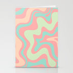 Retro Liquid Swirl Abstract Pattern in Pastel Sherbet Blush Pink and Mint Stationery Card Gallery Image 2