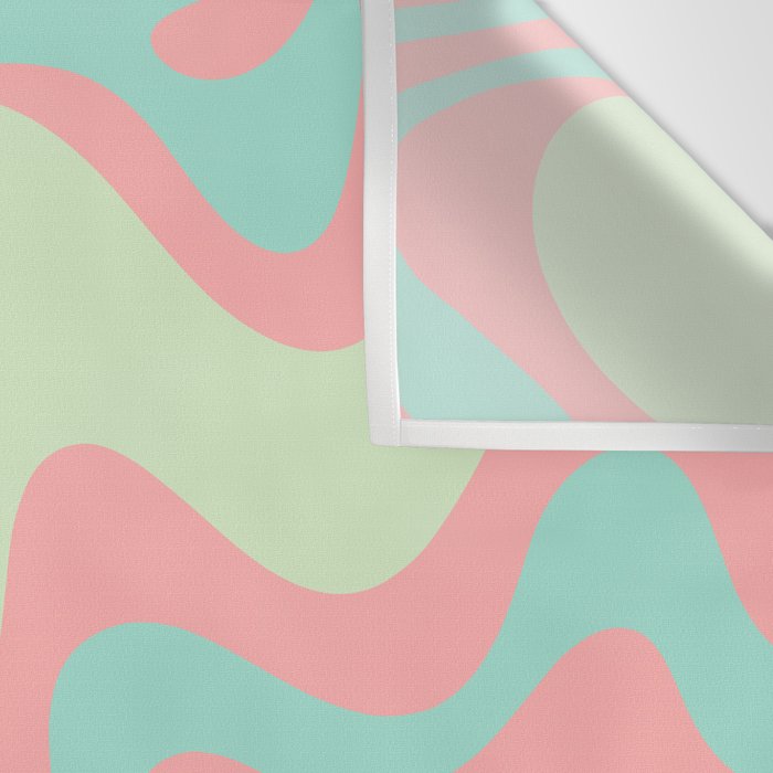 Retro Liquid Swirl Abstract Pattern in Pastel Sherbet Blush Pink and Mint Wall Tapestry Gallery Image 3