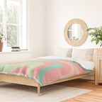 Retro Liquid Swirl Abstract Pattern in Pastel Sherbet Blush Pink and Mint Duvet Cover Gallery Image 2