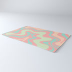 Retro Liquid Swirl Abstract Pattern in Pastel Sherbet Blush Pink and Mint Rug Gallery Image 3