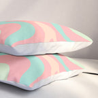 Retro Liquid Swirl Abstract Pattern in Pastel Sherbet Blush Pink and Mint Pillow Sham Gallery Image 3