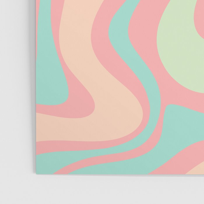 Retro Liquid Swirl Abstract Pattern in Pastel Sherbet Blush Pink and Mint Poster Gallery Image 3