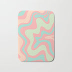 Retro Liquid Swirl Abstract Pattern in Pastel Sherbet Blush Pink and Mint Bath Mat Gallery Image 1
