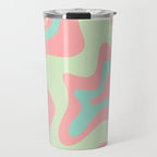 Retro Liquid Swirl Abstract Pattern in Pastel Sherbet Blush Pink and Mint Travel Mug Gallery Image 1