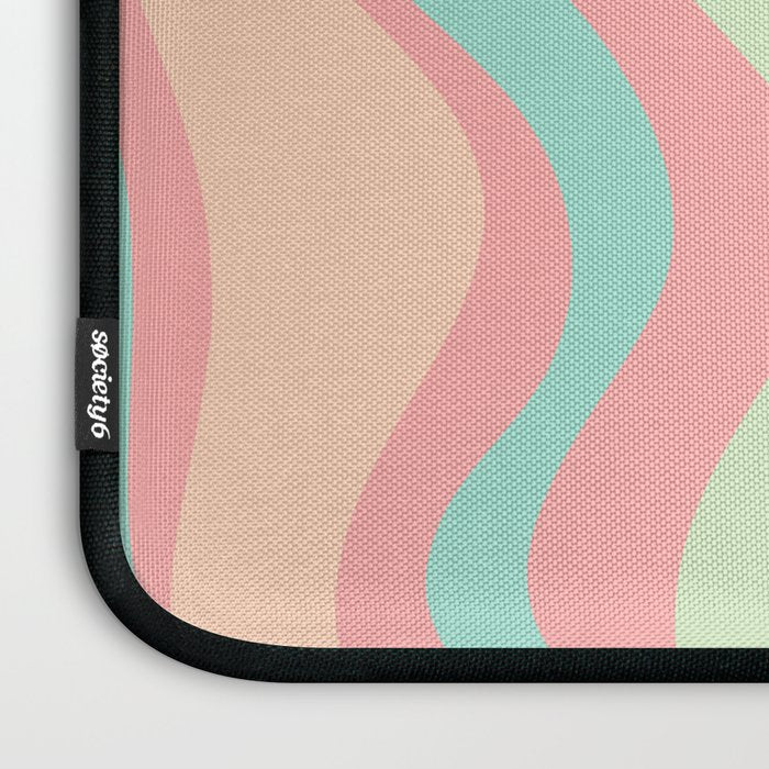 Retro Liquid Swirl Abstract Pattern in Pastel Sherbet Blush Pink and Mint Laptop Sleeve Gallery Image 3