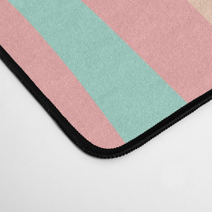 Retro Liquid Swirl Abstract Pattern in Pastel Sherbet Blush Pink and Mint Desk Mat Gallery Image 4