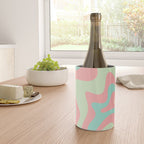 Retro Liquid Swirl Abstract Pattern in Pastel Sherbet Blush Pink and Mint Wine Chiller Gallery Image 4