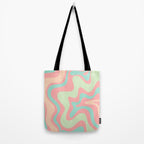 Retro Liquid Swirl Abstract Pattern in Pastel Sherbet Blush Pink and Mint Tote Bag Gallery Image 2
