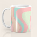 Retro Liquid Swirl Abstract Pattern in Pastel Sherbet Blush Pink and Mint Coffee Mug Gallery Image 3