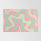 Retro Liquid Swirl Abstract Pattern in Pastel Sherbet Blush Pink and Mint Rug Gallery Image 2