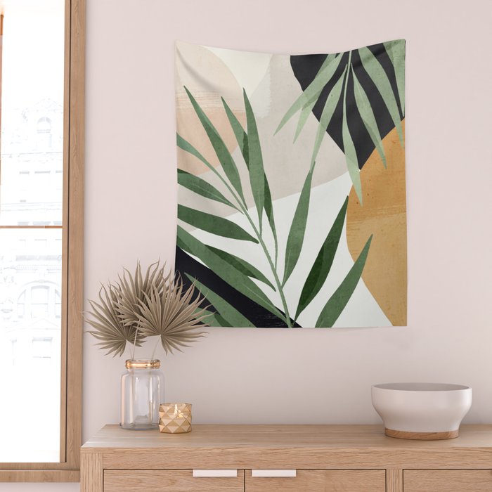 Abstract Art Tropical Leaves 72 Wall Tapestry Gallery Image 2