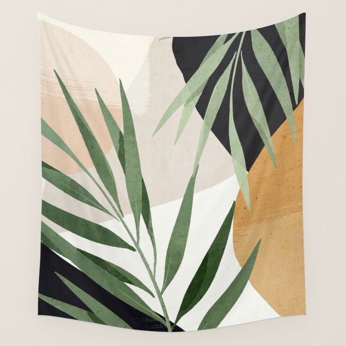 Abstract Art Tropical Leaves 72 Wall Tapestry Gallery Image 1