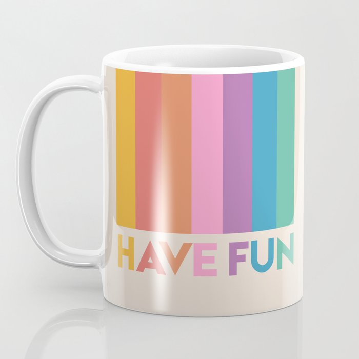 Vintage Rainbow Have Fun Text Coffee Mug Gallery Image 3