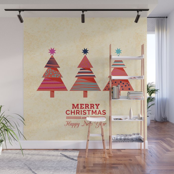 Three Christmas Trees Wall Mural Gallery Image 1