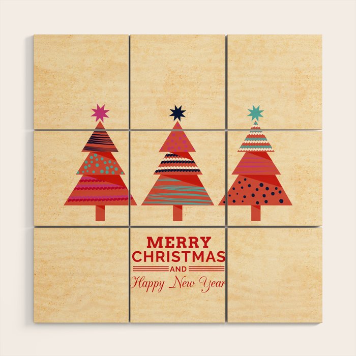 Three Christmas Trees Wood Wall Art Gallery Image 1