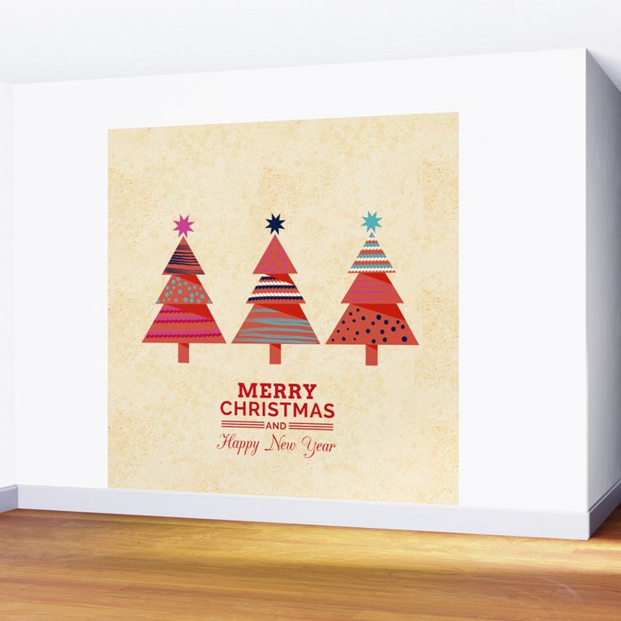 Three Christmas Trees Wall Mural Gallery Image 2