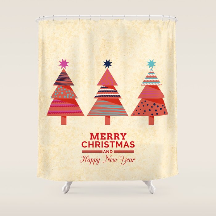 Three Christmas Trees Shower Curtain Gallery Image 1