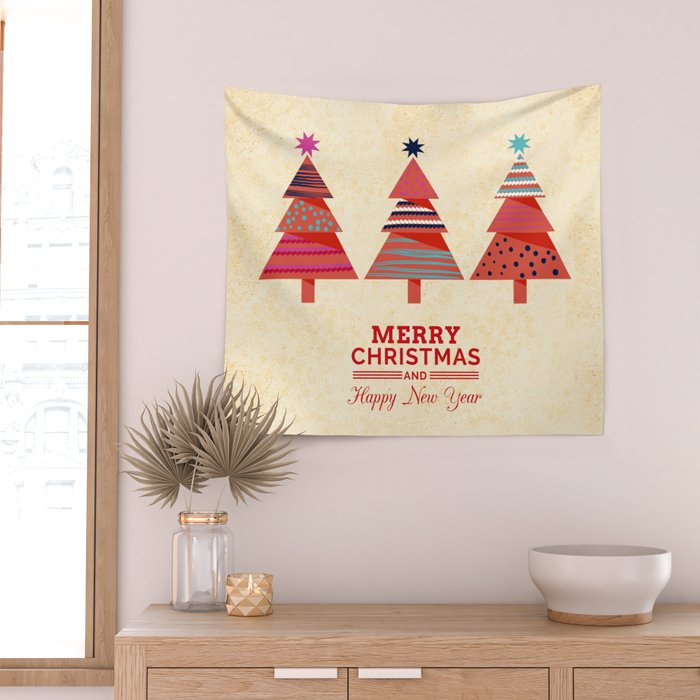 Three Christmas Trees Wall Tapestry Gallery Image 2