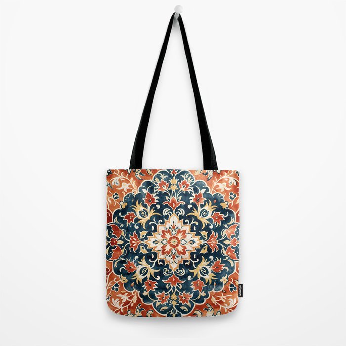 Indigo and Floral Spice Mandala Tote Bag Gallery Image 2