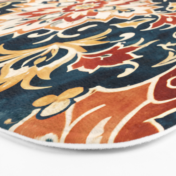 Indigo and Floral Spice Mandala Bath Mat Gallery Image 3