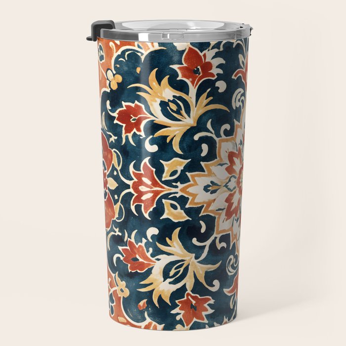 Indigo and Floral Spice Mandala Travel Mug Gallery Image 3