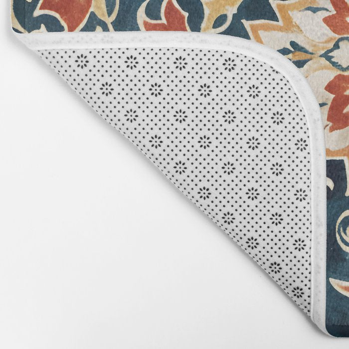 Indigo and Floral Spice Mandala Bath Mat Gallery Image 2