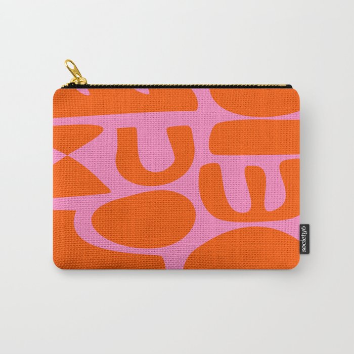 Orange Shapes on Pink Carry All Pouch Gallery Image 1
