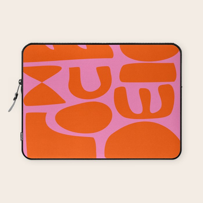 Orange Shapes on Pink Laptop Sleeve Gallery Image 1