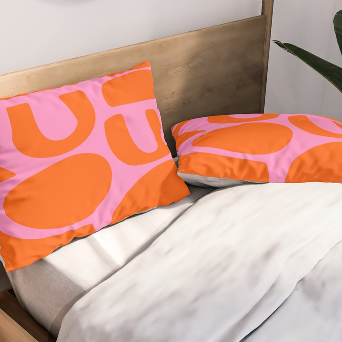 Orange Shapes on Pink Pillow Sham Gallery Image 2