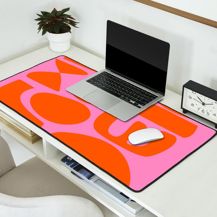 Orange Shapes on Pink Desk Mat Gallery Image 2