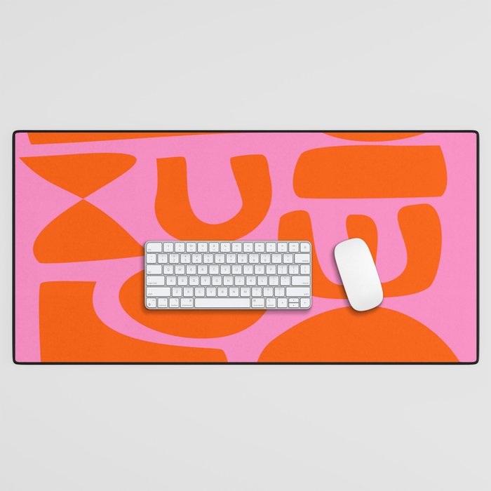 Orange Shapes on Pink Desk Mat Gallery Image 1