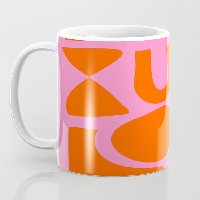 Orange Shapes on Pink Coffee Mug Gallery Image 3