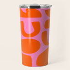 Orange Shapes on Pink Travel Mug Gallery Image 1