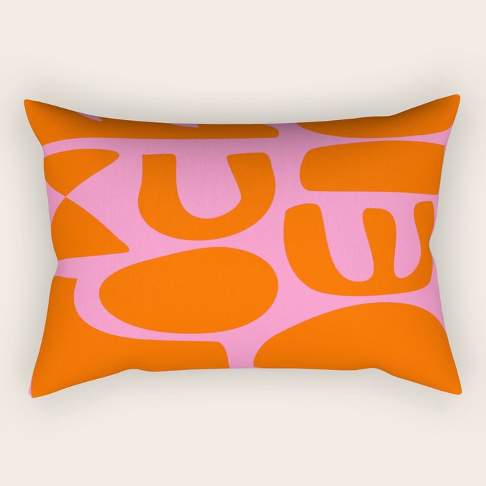 Orange Shapes on Pink Rectangular Pillow Gallery Image 2
