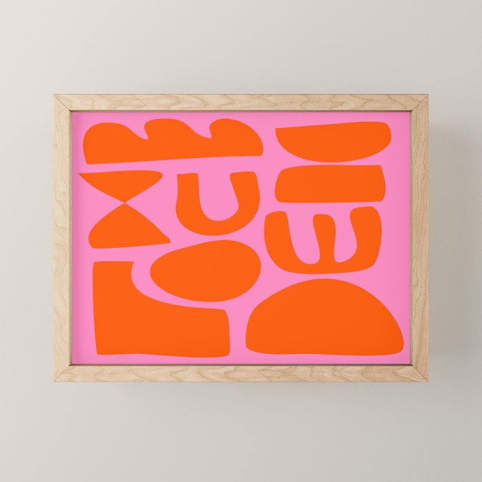 Orange Shapes on Pink Mini Art Print Gallery Image 1