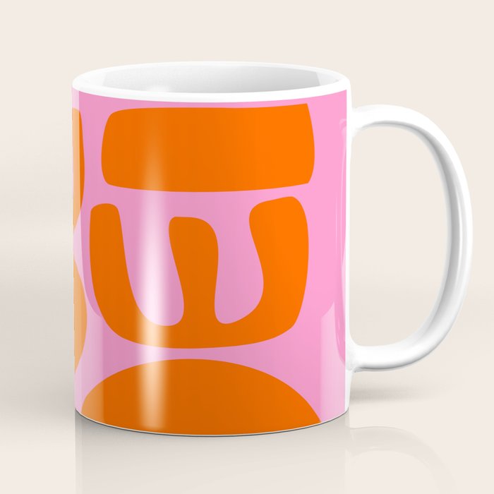 Orange Shapes on Pink Coffee Mug Gallery Image 1