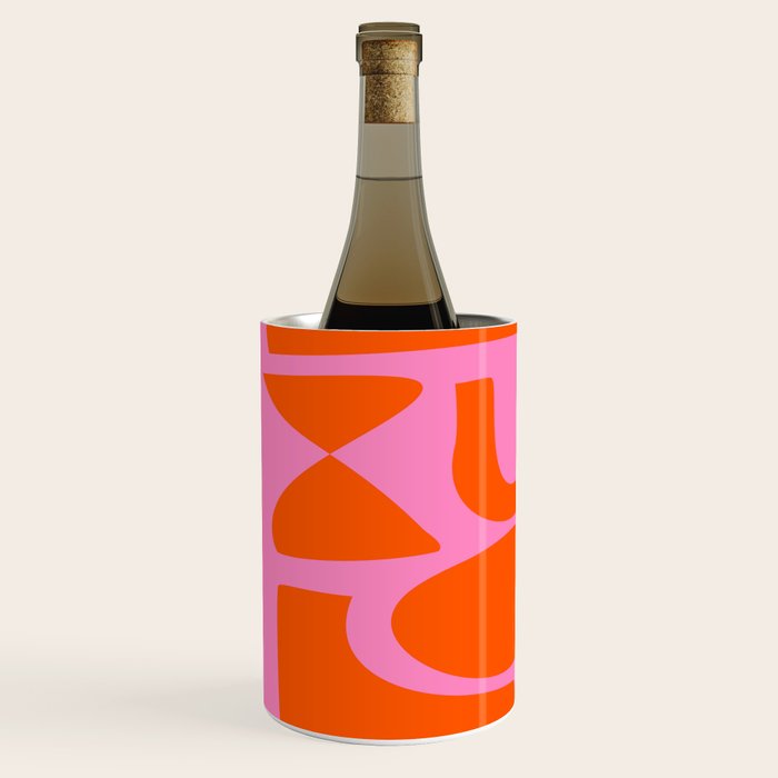 Orange Shapes on Pink Wine Chiller Gallery Image 2