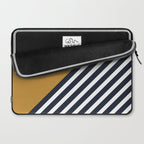 Color Block & Stripes Geometric Print, Mustard, Navy and White Laptop Sleeve Gallery Image 2